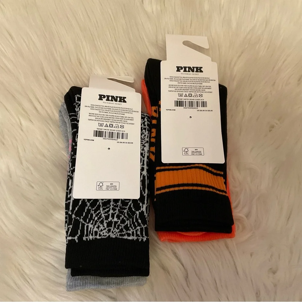 PINK Victoria’s Secret Halloween Crew Socks - NWT - 2 Packages